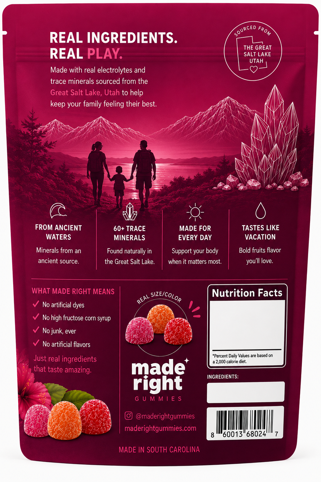Made Right Gummies — back of bag